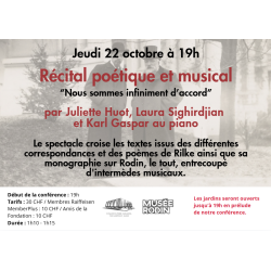Billet d'entrée carte raiffeisen MemberPlus - Récital du 22 octobre 2026 à 19h00 | Fondation Pierre Gianadda, Martigny