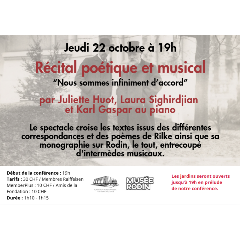 Billet d'entrée enfant/étudiant - Récital du 22 octobre 2026 à 19h00 | Fondation Pierre Gianadda, Martigny