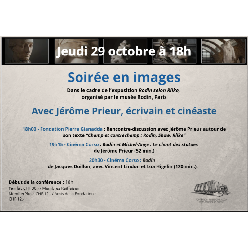Billet d'entrée adulte/sénior - Soirée du 29 octobre 2026 à 18h | Fondation Pierre Gianadda, Martigny