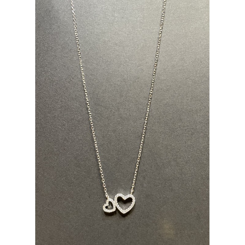 Collier cœurs brillant en argent