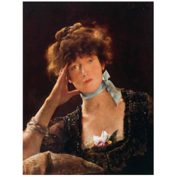 Petite carte de vœux - Alfred Stevens, Portrait de Sarah Bernhardt, 1885