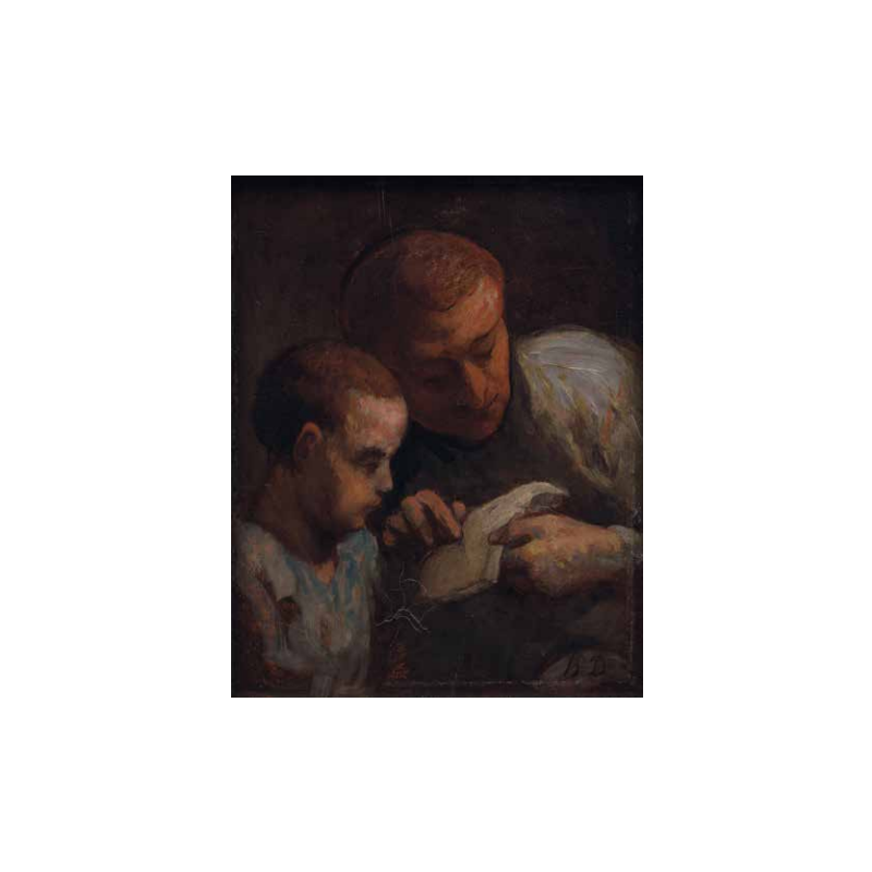 Carte postale - Honoré Daumier La leçon de lecture, 1857