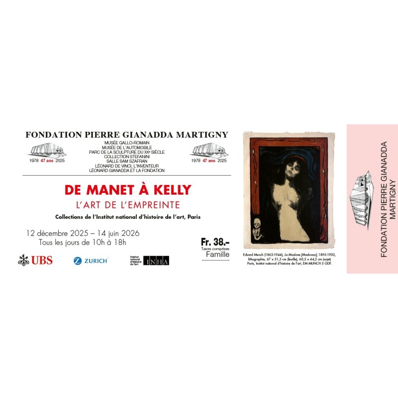 Billet d'entrée famille - "de Manet à Kelly", l'art de l'empreinte